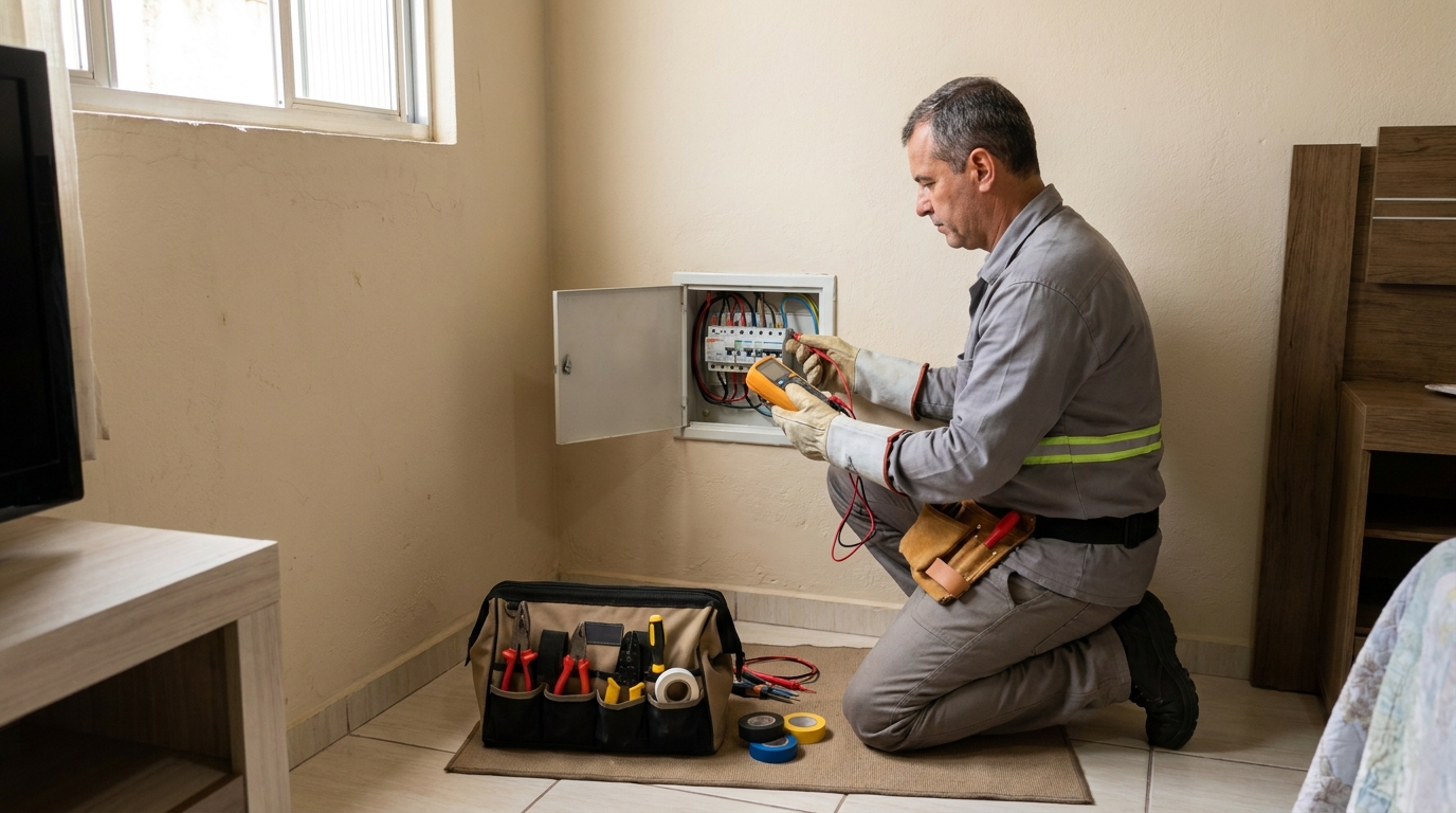 Eletricista trabalhando em Botucatu‑SP