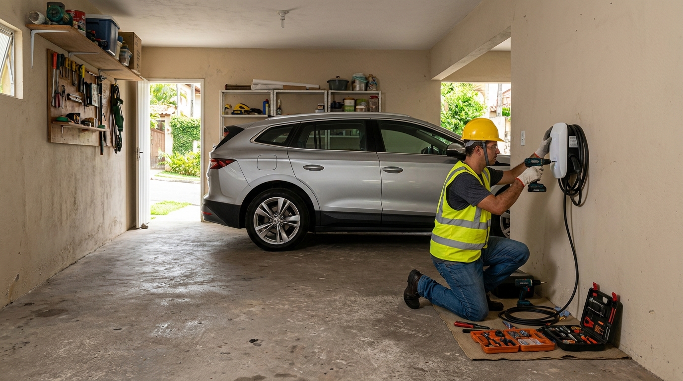 Instalacao de carregador de carro eletrico residencial em Botucatu‑SP