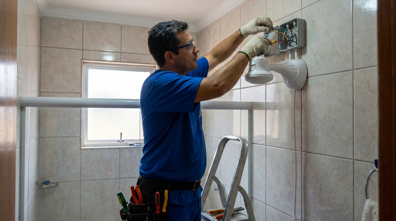 Instalacao de chuveiro eletrico profissional em Botucatu‑SP