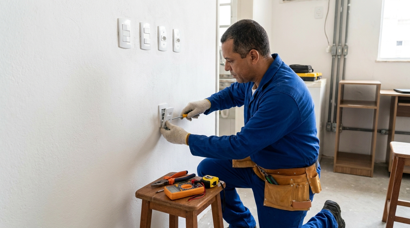 Instalacao de tomada e interruptor profissional em Botucatu‑SP