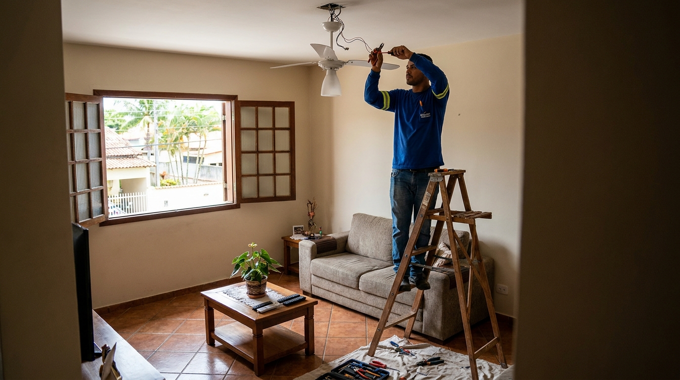 Instalacao de ventilador de teto profissional em Botucatu‑SP